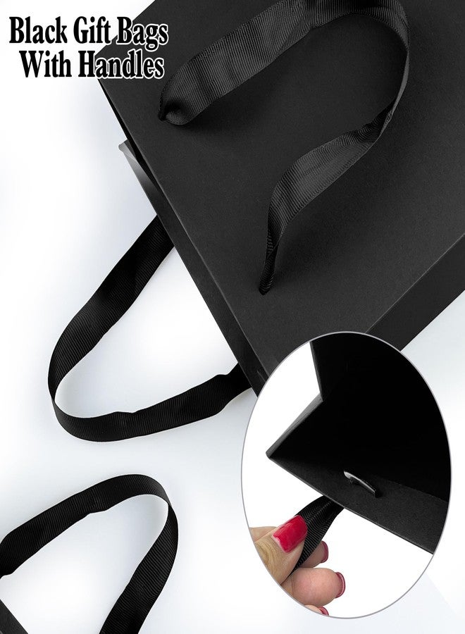 KEEPARTY 9 inch Black Gift Bags with Ribbon Handles Kraft Paper Shopping Bags with Tissue Paper for Party Business Wedding Birthday Graduation Fathers Day (Black 9 Inches,) - Image 4